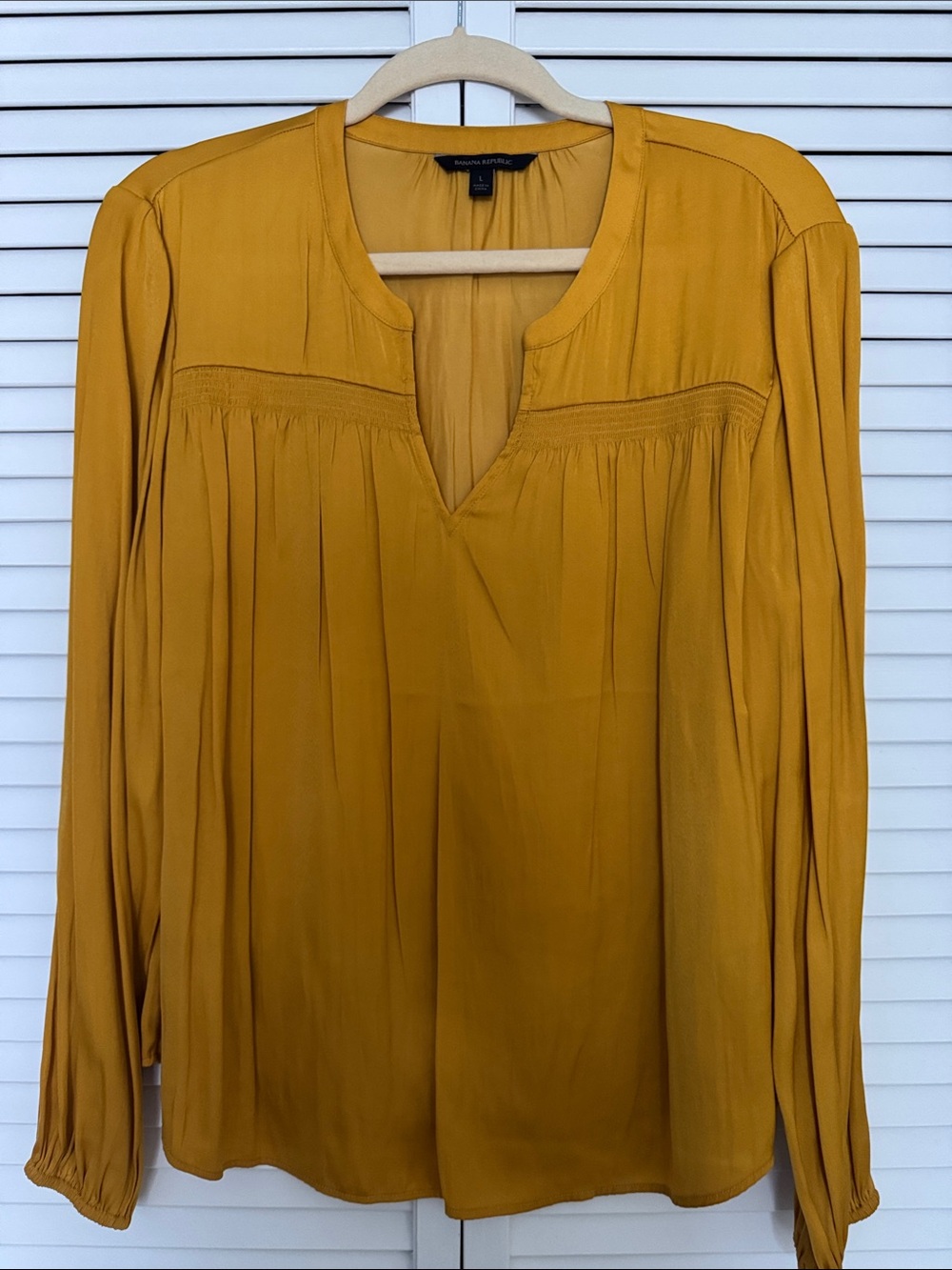Banana Republic Mustard Long-Sleeve Peasant Blouse